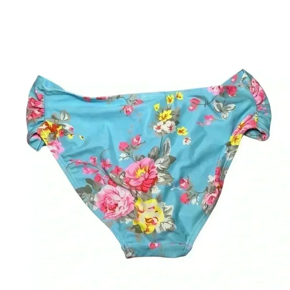 Seafolly Girls Paradise Garden Ruffle Bikini Blue Floral Size 14 NWT